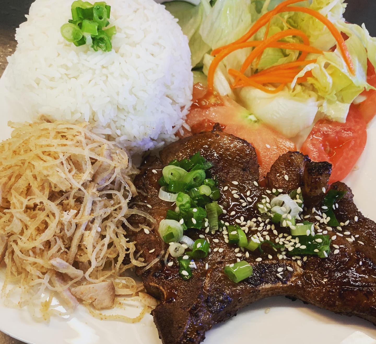 Order 59. Grilled Porkchop Plate food online from Saigon 2 store, San Leandro on bringmethat.com