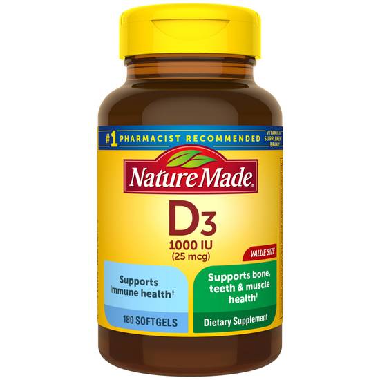 Order Nature Made Vitamin D3 1000IU 25mcg (180 ct) food online from Rite Aid store, Palm Desert on bringmethat.com