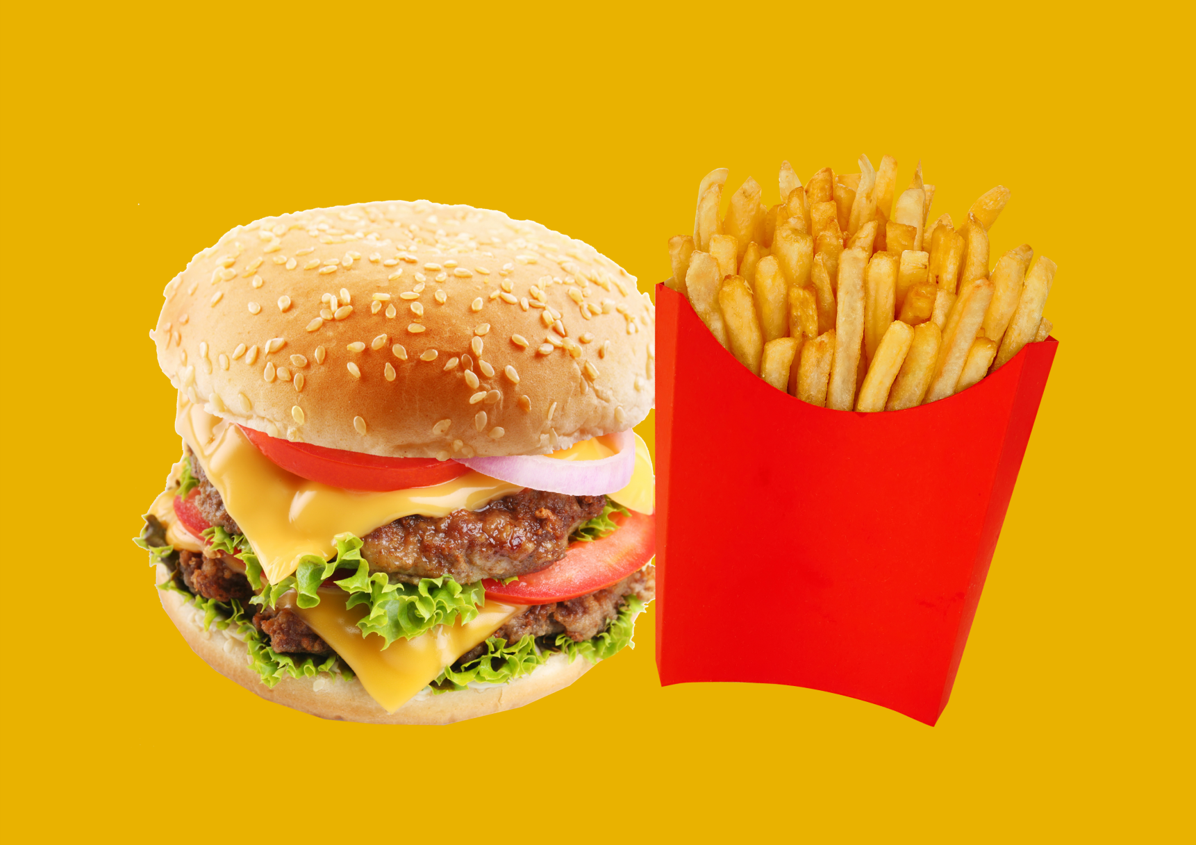 Order Double Cheeseburger with fries food online from Baba Steak And Lemonade store, Fort Wayne on bringmethat.com