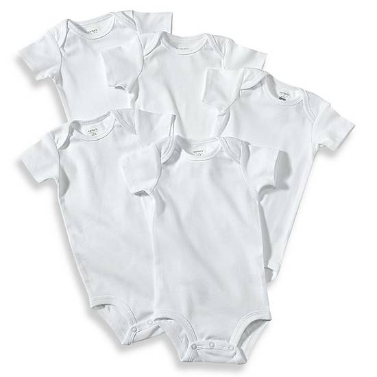 Order carter's® Size 9M 5-Pack Cotton Short Sleeve Bodysuits in White food online from Bed Bath & Beyond store, Lancaster on bringmethat.com
