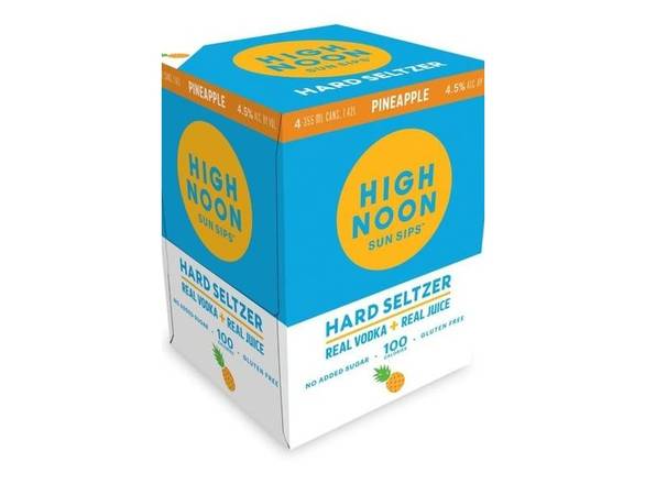 Order High Noon Pineapple Vodka Hard Seltzer - 4x 12oz Cans food online from Josh Wines & Liquors Inc store, New York on bringmethat.com