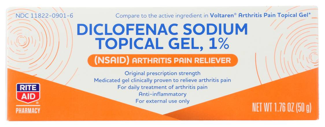 Order Rite Aid Arthritis Pain Reliever Diclofenac Sodium Topical Gel 1% (1.76 oz) food online from Rite Aid store, CONCORD on bringmethat.com
