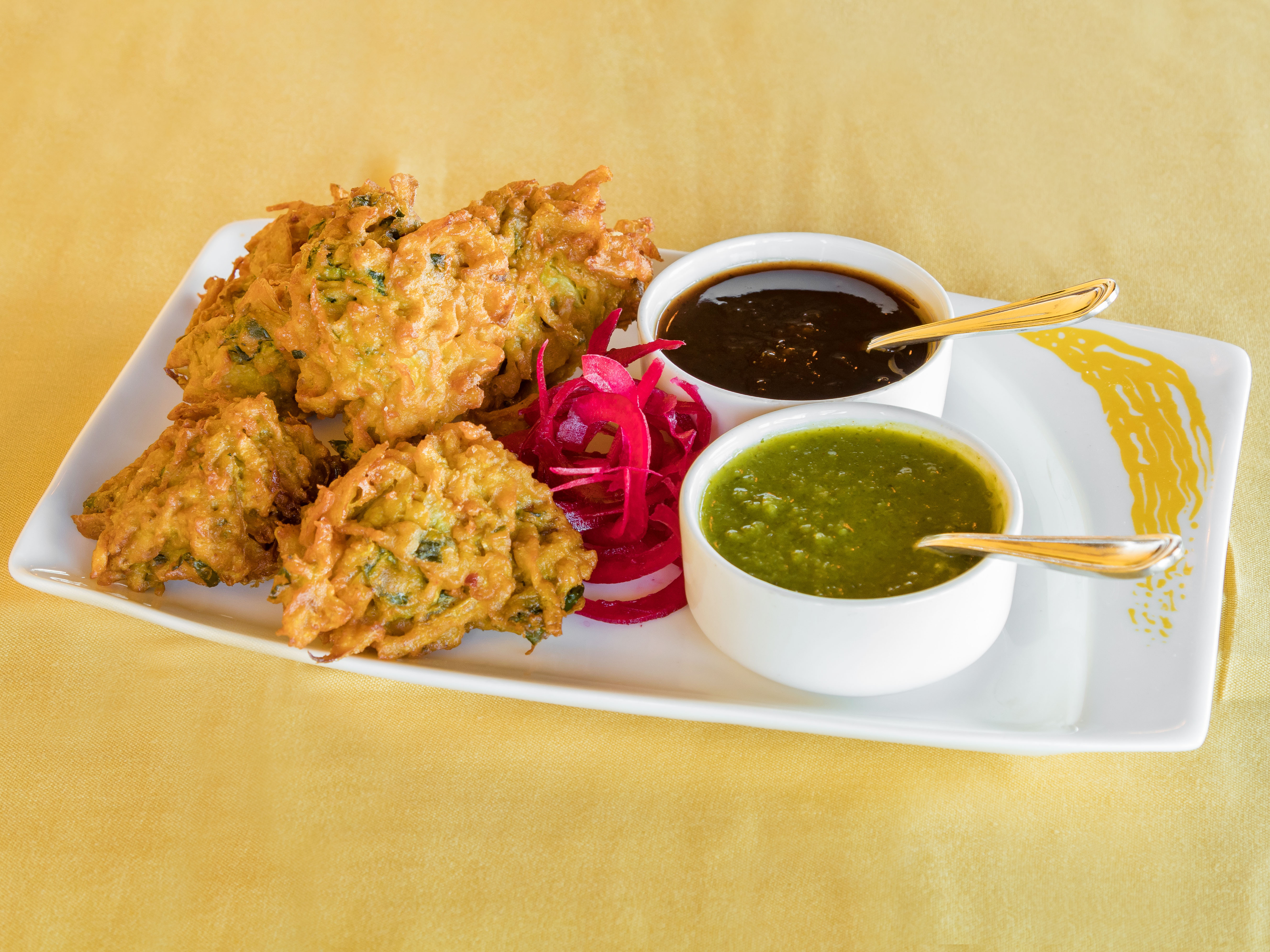 Order Onion Bhajia Dinner food online from Saffron Indian Kitchen store, Wayne on bringmethat.com