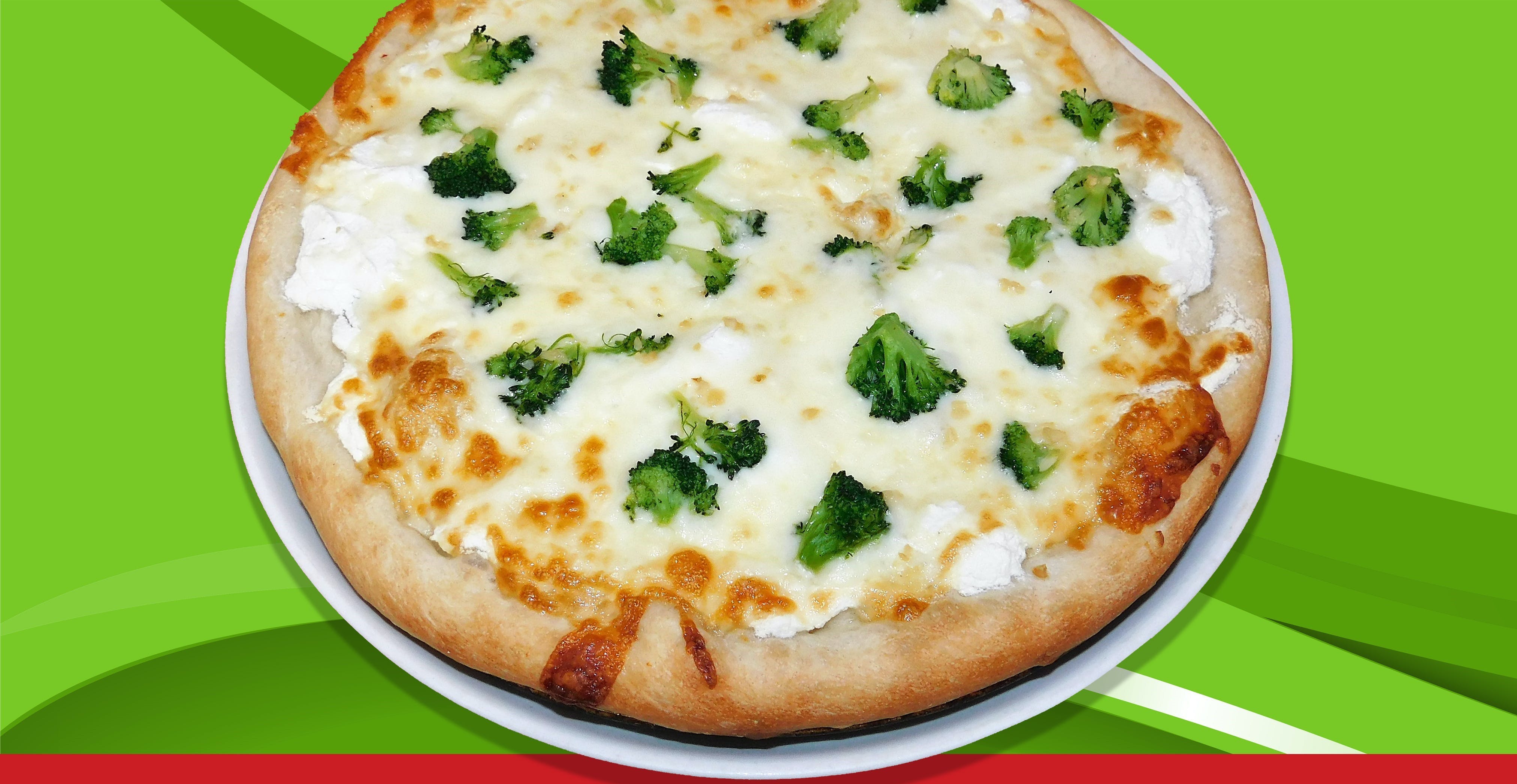 Order Broccoli White Pizza - Small 12'' food online from Pizza Express store, Trenton on bringmethat.com