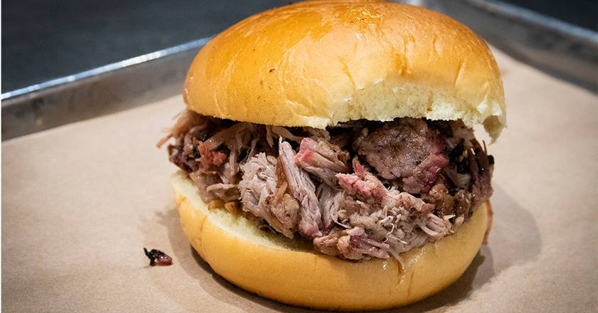 Order Reg Chopped Sandwich food online from Bear's Smokehouse BBQ store, Asheville on bringmethat.com