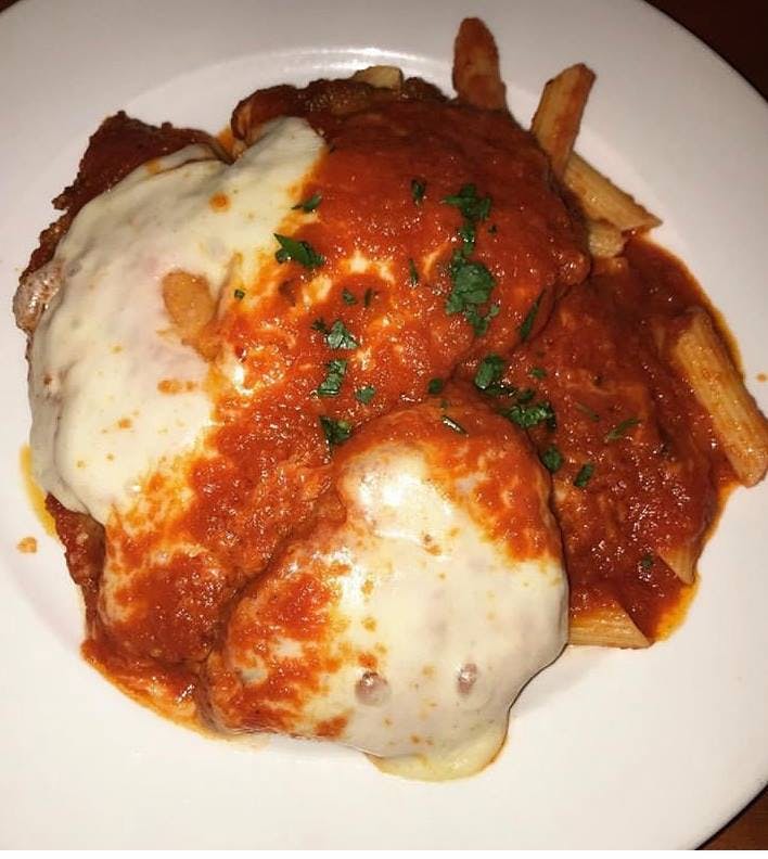 Order Chicken Parmigiana - Dinner food online from Lamberti's Tutti Toscani store, Cherry Hill on bringmethat.com