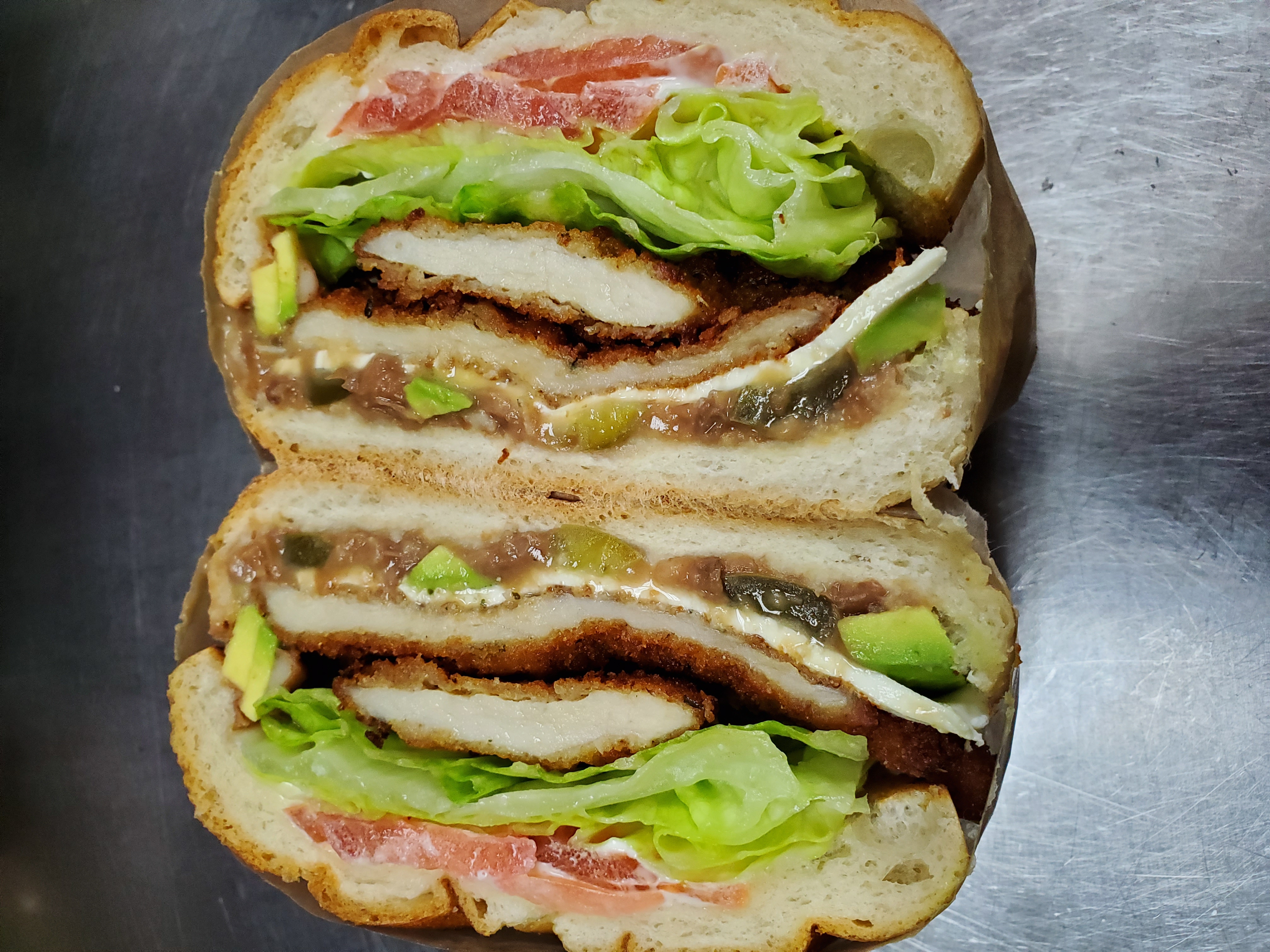 Order Breaded Chicken Sandwich food online from Aminas Cafe store, Bronx on bringmethat.com