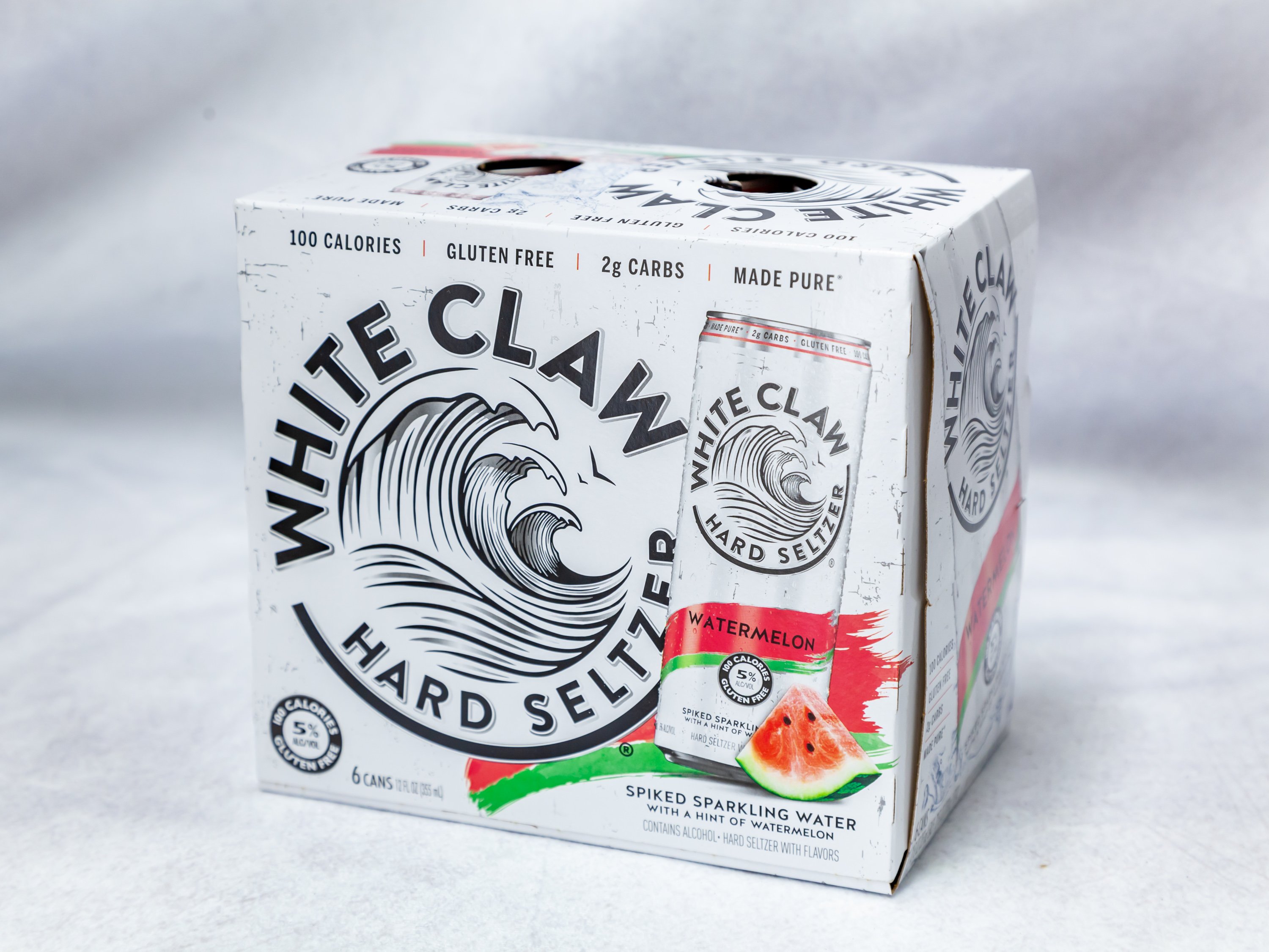 Order 6 Pack Can White Claw Watermelon Spiked Sparkling Beer food online from Gallaghers Drive-In Liquor store, Oakland on bringmethat.com