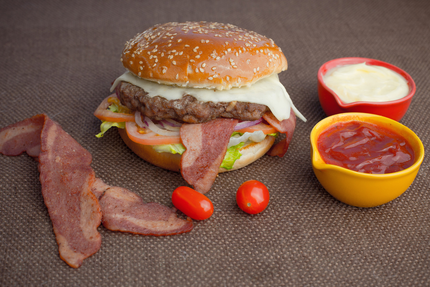 Order Bacon Cheeseburger food online from Golden Desserts store, Albany on bringmethat.com