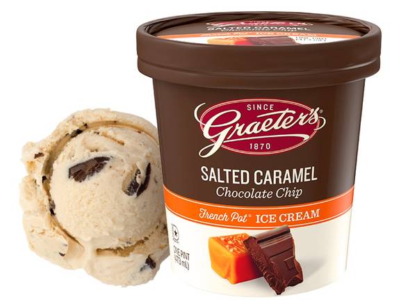Order Salted Caramel Chocolate Chip Pint food online from Graeter Ice Cream store, Cincinnati on bringmethat.com