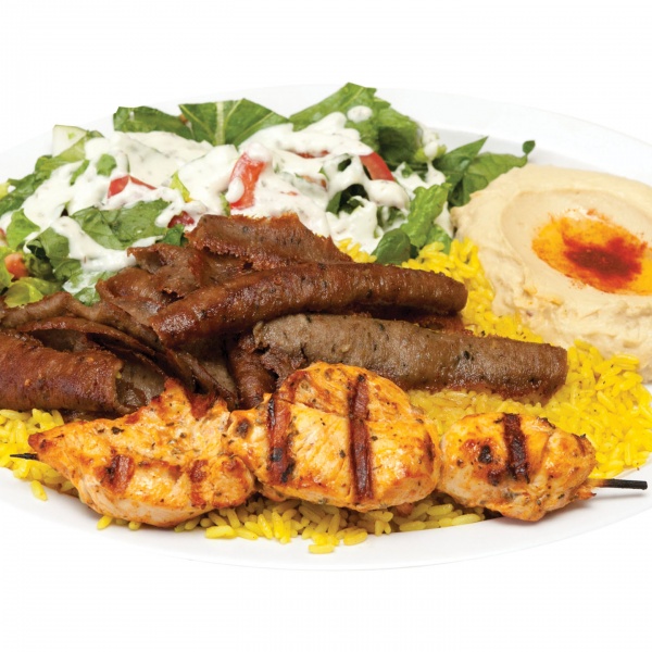 Order 7. Gyro Kabob Royal Plate food online from Green Olive store, Compton on bringmethat.com