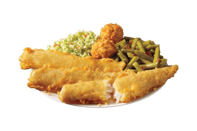 Order 3 Piece Batter Dipped Fish Meal food online from Captain Ds Seafood Restaurants store, Birmingham on bringmethat.com