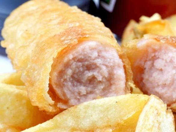 Order 3 Battered Sausages food online from The Chipper Truck Cafe store, Yonkers on bringmethat.com