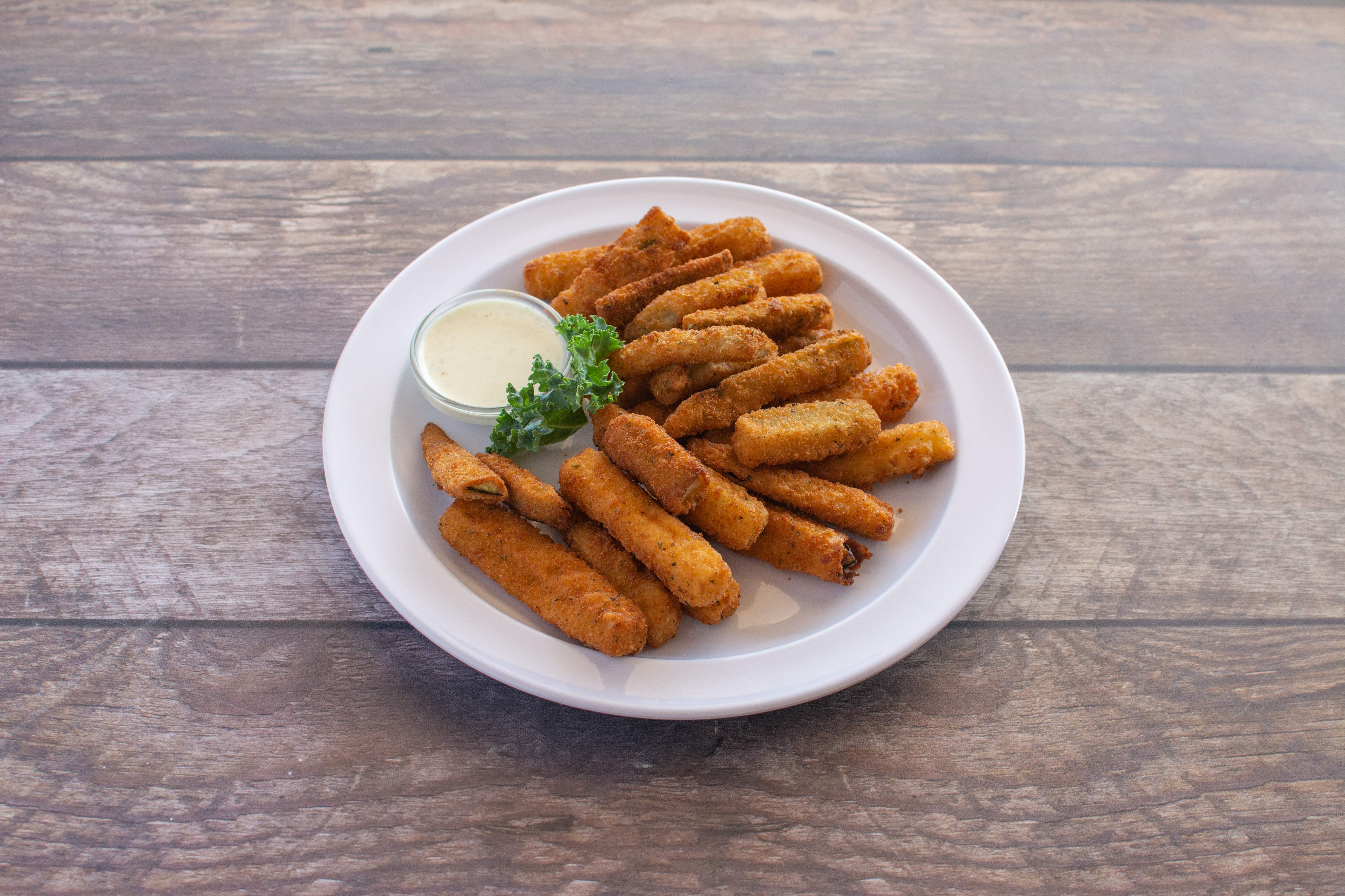 Order Fried Zucchini food online from Long Beach Pizza Co store, Long Beach on bringmethat.com