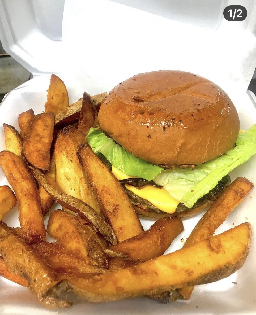 Order Hamburger with fries food online from Taco Moreno store, Arlington on bringmethat.com