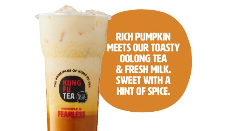 Order Pumpkin Oolong Milk Tea food online from Kung Fu Tea store, Media on bringmethat.com