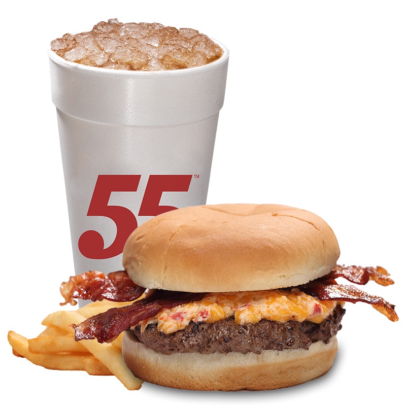 Order Pimento Burger Meal food online from Hwy 55 Burgers Shakes & Fries store, Richlands on bringmethat.com