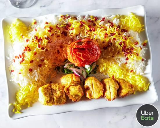 Order Zereshk Polo & Chicken Kabab food online from Shiraz fine Persian cuisine store, San Diego on bringmethat.com