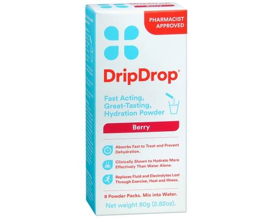 Order Drip Drop ORS Dehydration Relief Electrolyte Powder Packs Berry food online from Scripx Pharmacy store, Plano on bringmethat.com