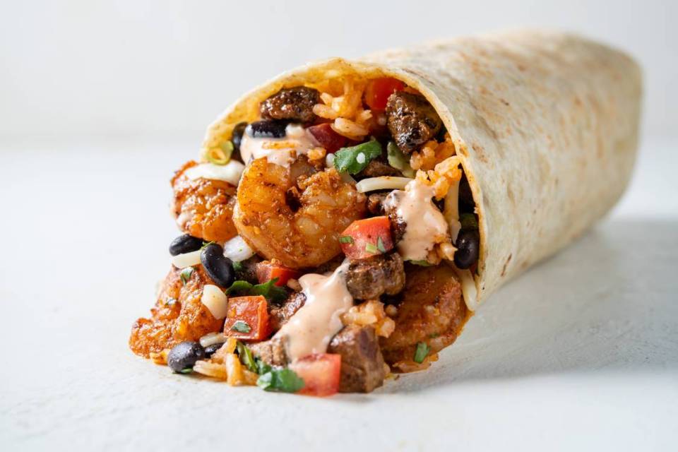 Order Surf & Turf Burrito food online from Chronic Tacos store, Corona Del Mar on bringmethat.com