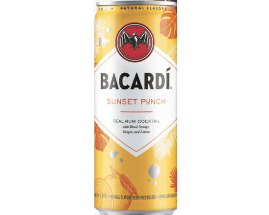 Order Bacardi Cocktail Sunset Punch, 4pk 12oz (5.9% ABV)  food online from Cold Spring Liquor store, Liberty Hill on bringmethat.com