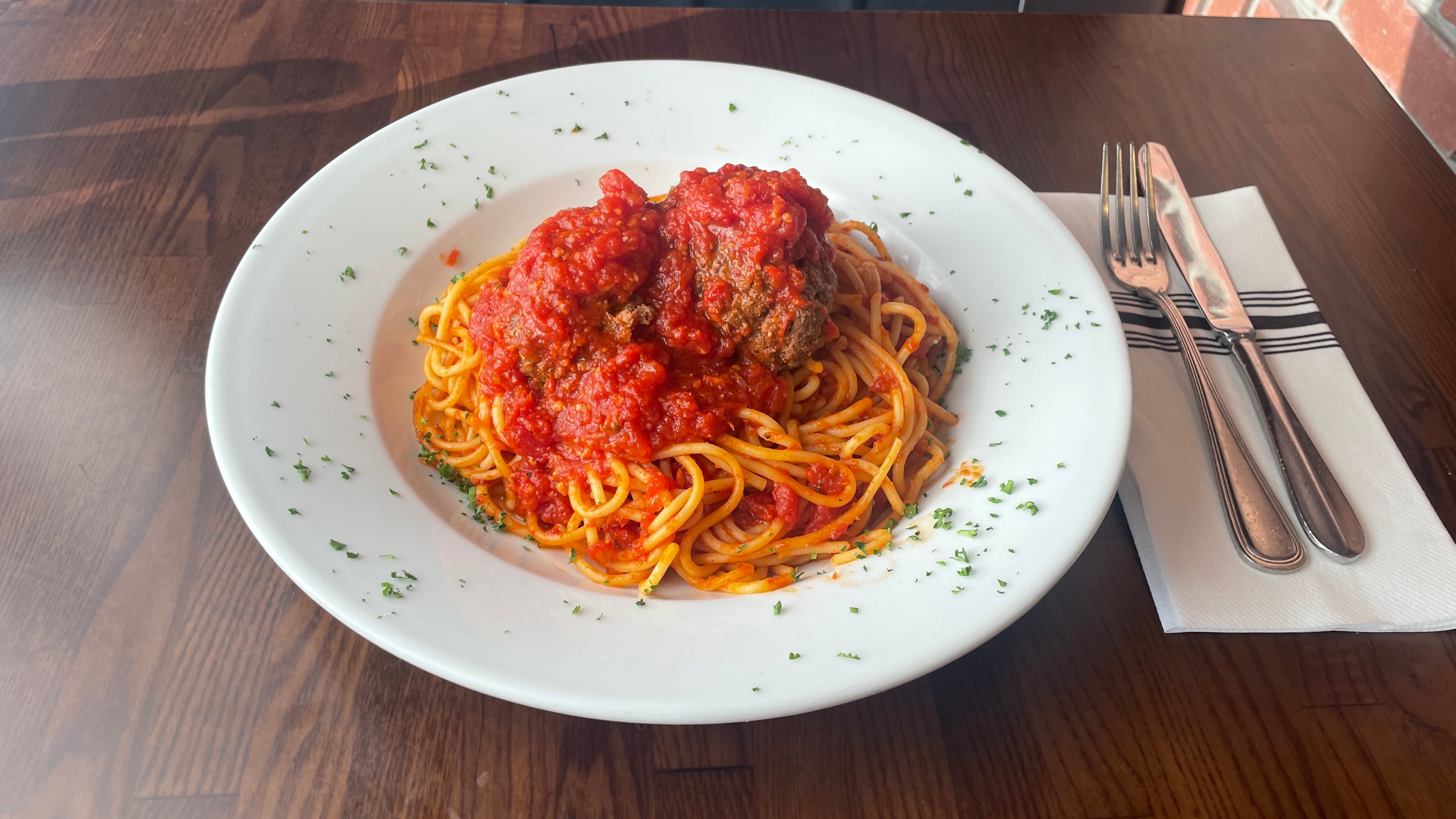 Order Spaghetti & Meatballs - Pasta food online from Luigi's Famiglia Cucina store, Carmel Hamlet on bringmethat.com