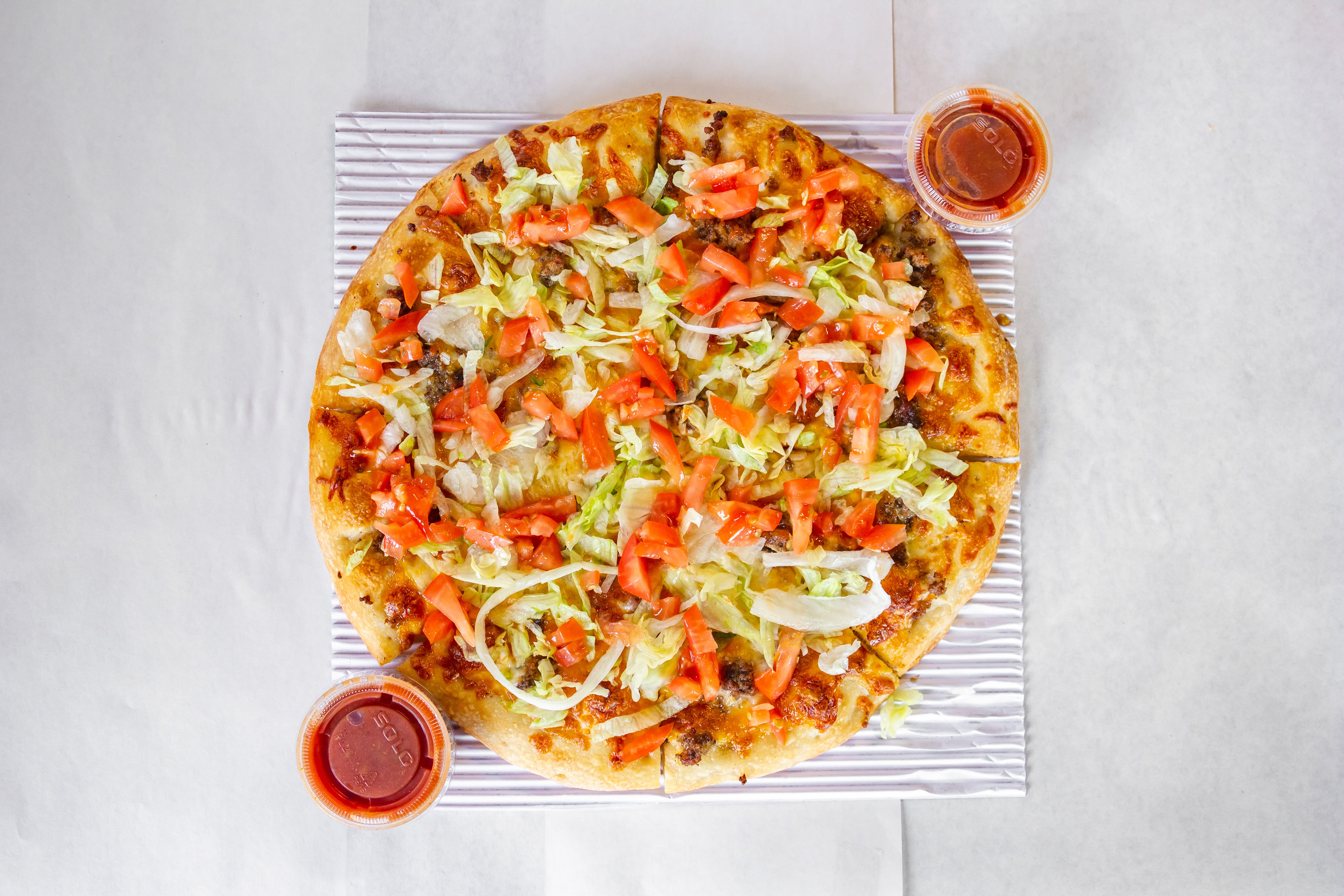 Order Taco Pizza - Small 10" food online from Danny Pizza & Subs store, Taylor on bringmethat.com