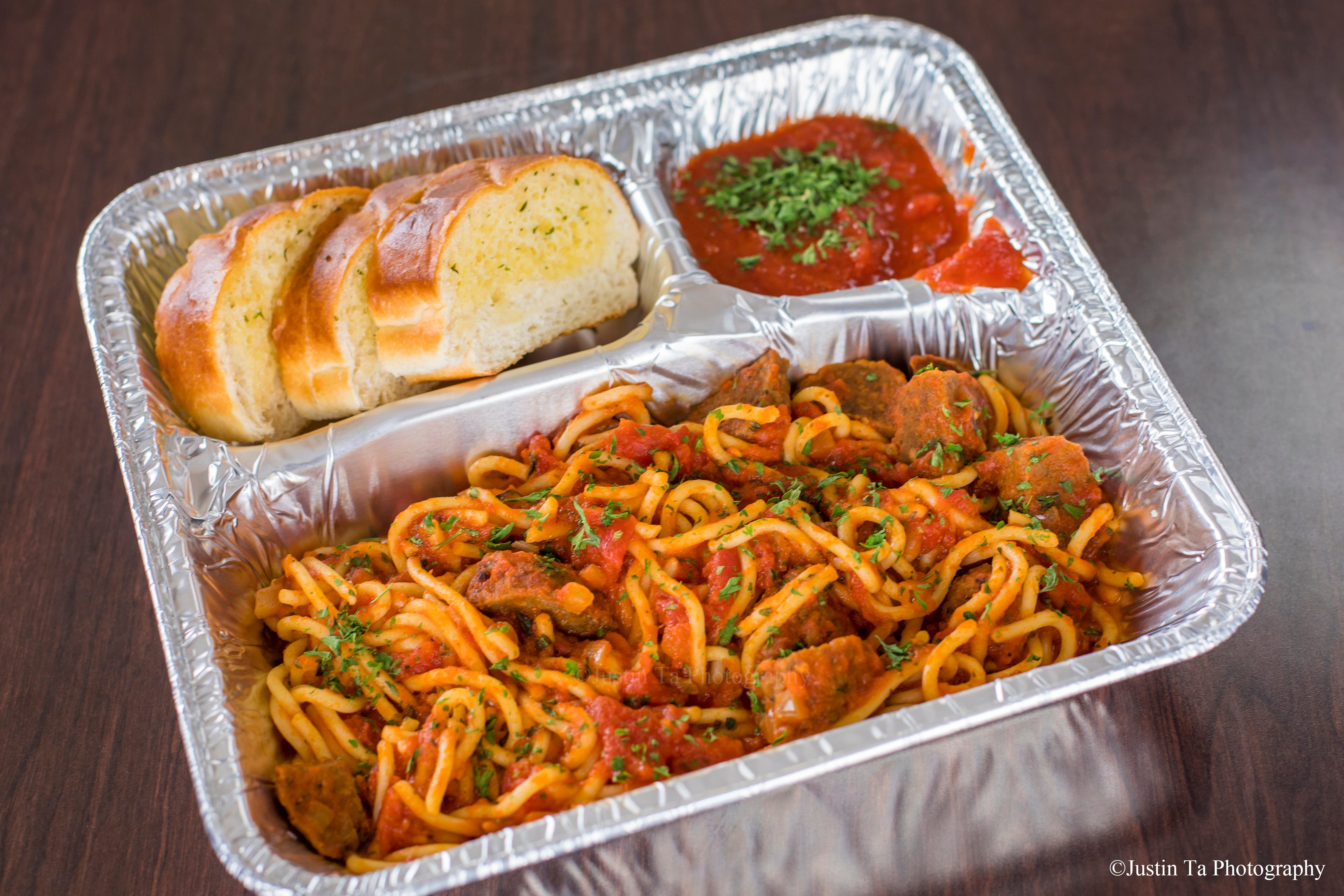Order 3. Spaghetti with Meatballs - Pasta food online from Red Pepper Pizza store, San Leandro on bringmethat.com