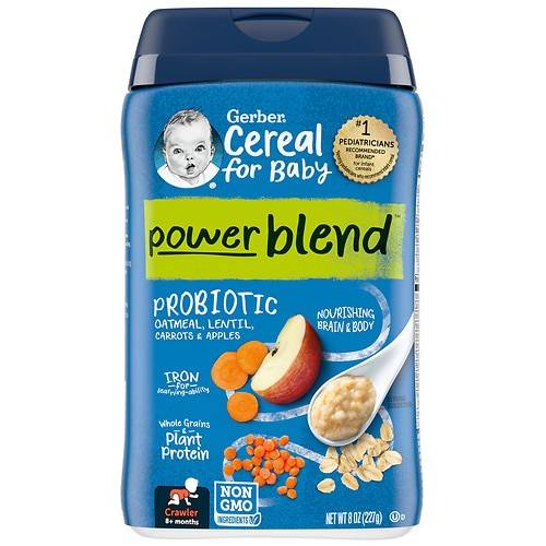 Order Gerber Power Blend Probiotic Cereal for Baby Oatmeal Lentil Carrot Apple - 8.0 oz food online from Walgreens store, Spencerport on bringmethat.com