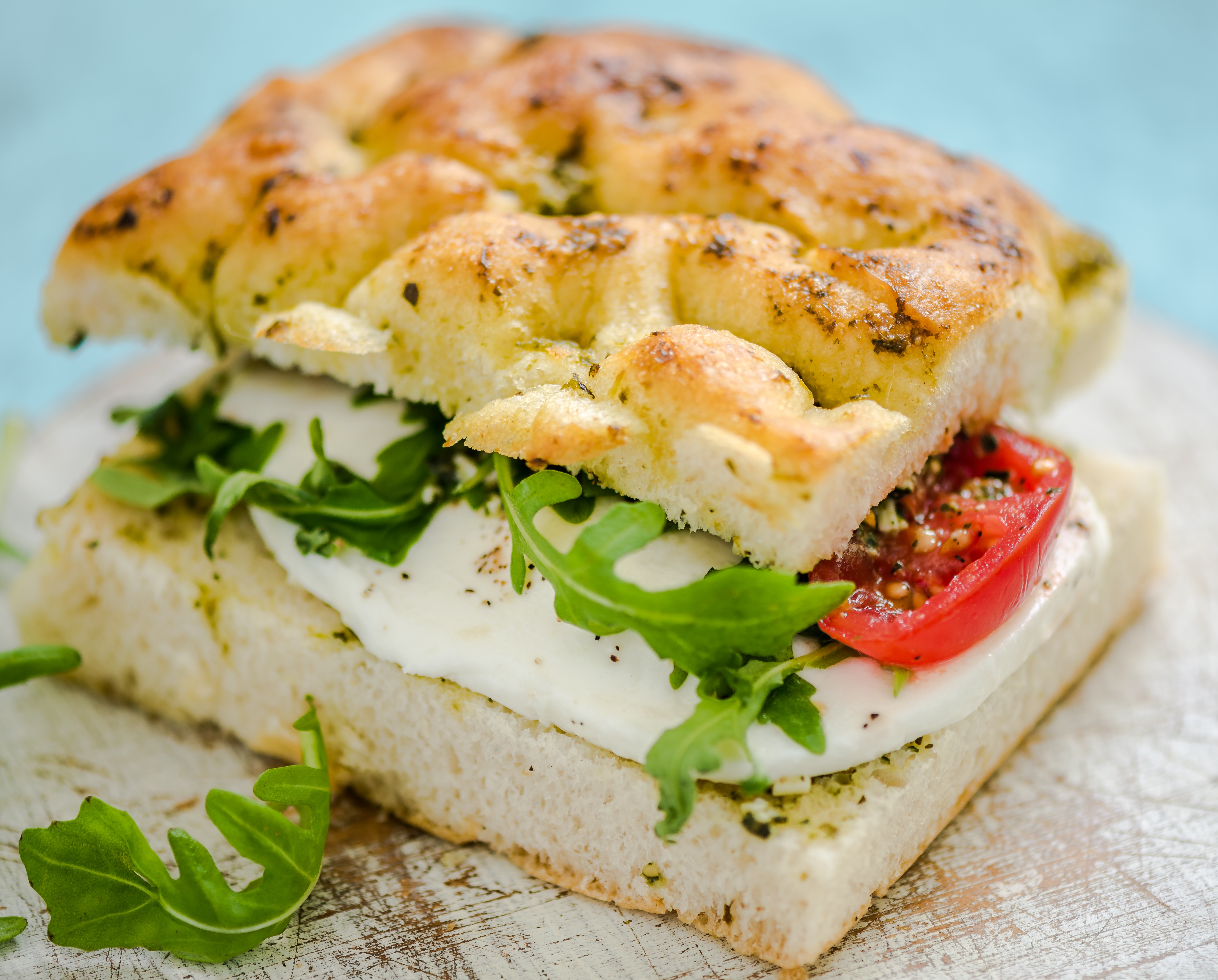 Order Focaccina Caprese Sandwich food online from IL Baretto To Go store, New York on bringmethat.com