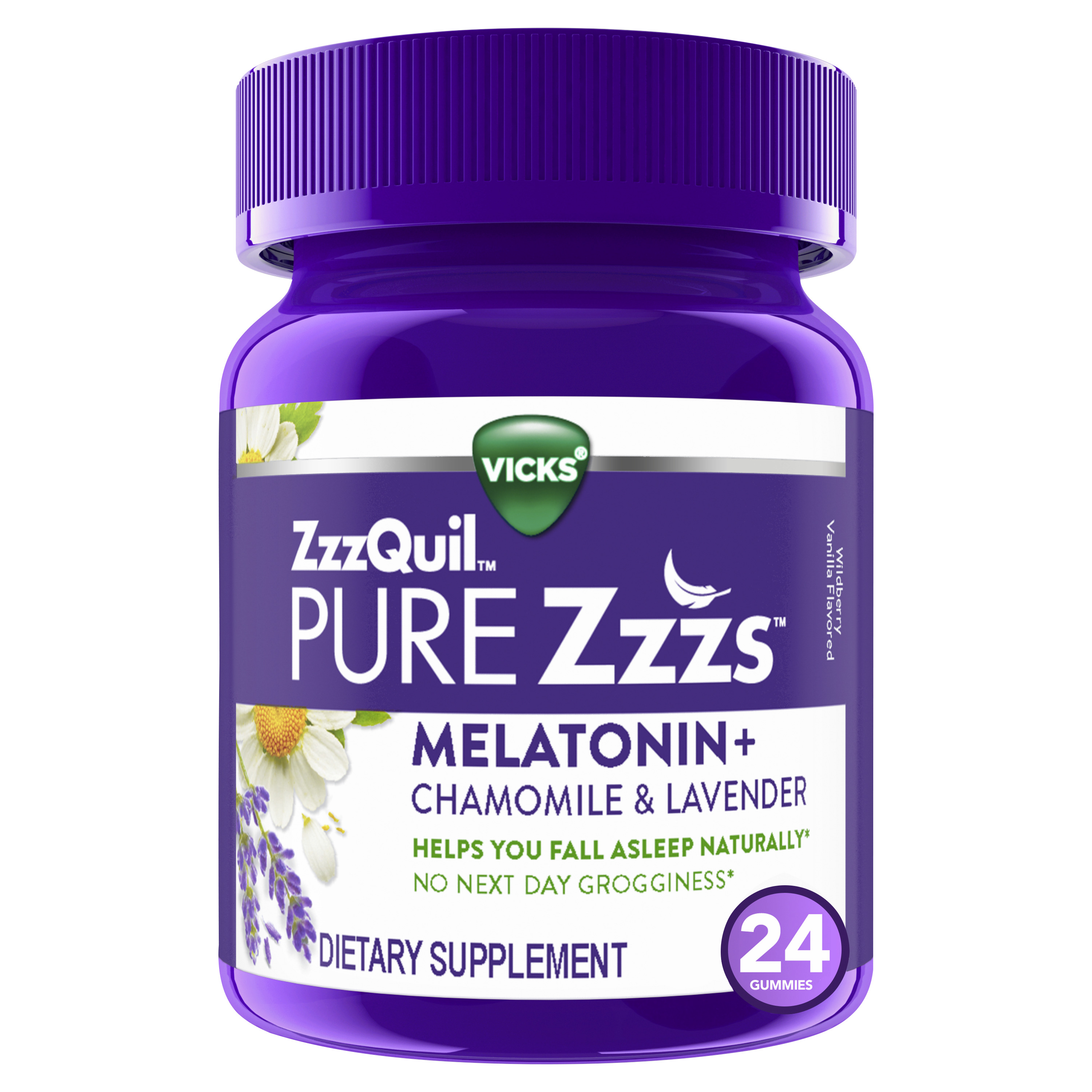 Order Vicks Zzzquil PURE Zzzzs Melatonin + Chamomile & Lavender Gummies - 24 ct food online from Rite Aid store, Cathedral City on bringmethat.com