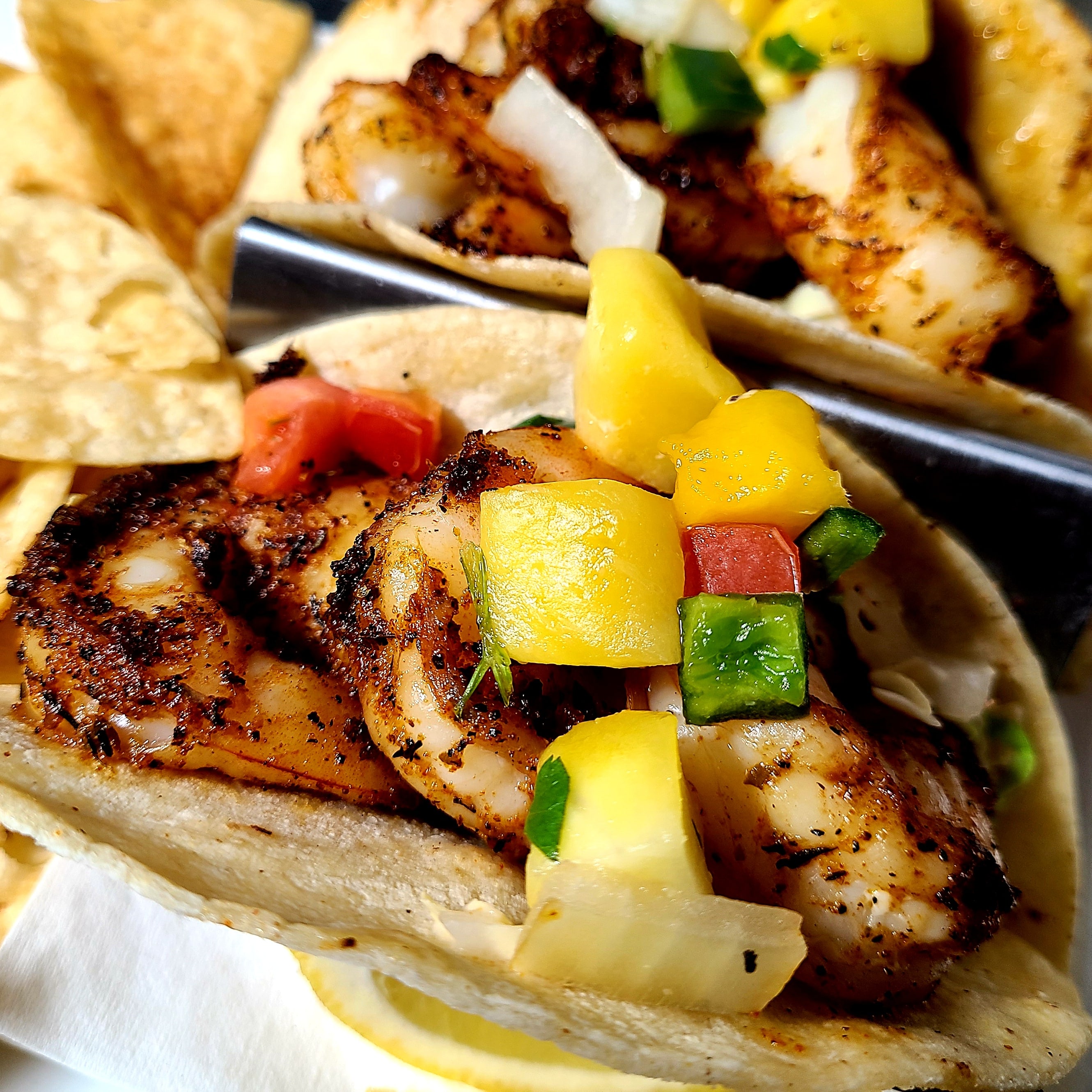 Order Shrimp Tacos food online from Tavern on the Bay at Harrison's Landing store, Corpus Christi on bringmethat.com