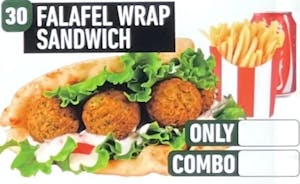 Order #30 Falafel Wrap Sandwich Only food online from Jersey Kabob Platter & Pizza store, Monroe Township on bringmethat.com