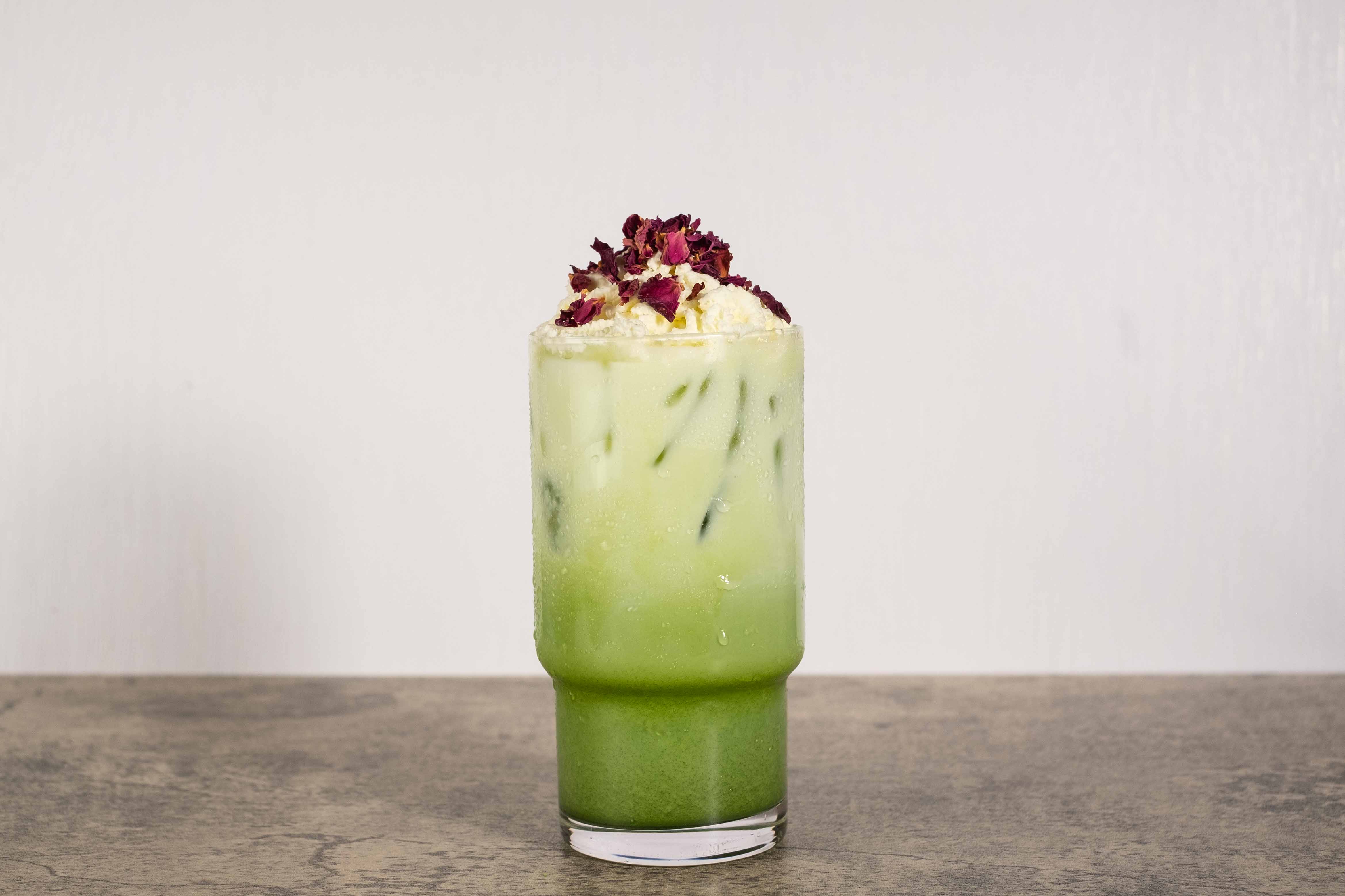 Order Iced Rose Matcha food online from The Mugs store, Diamond Bar on bringmethat.com