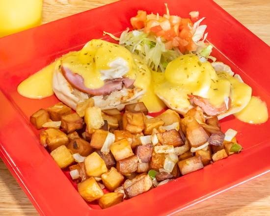 Order Eggs Benedict Breakfast food online from Good Day Cafe store, Grand Prairie on bringmethat.com
