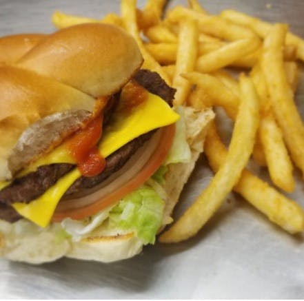 Order Cheeseburger Double Combo - Burger food online from Nick Deli store, Rochester on bringmethat.com