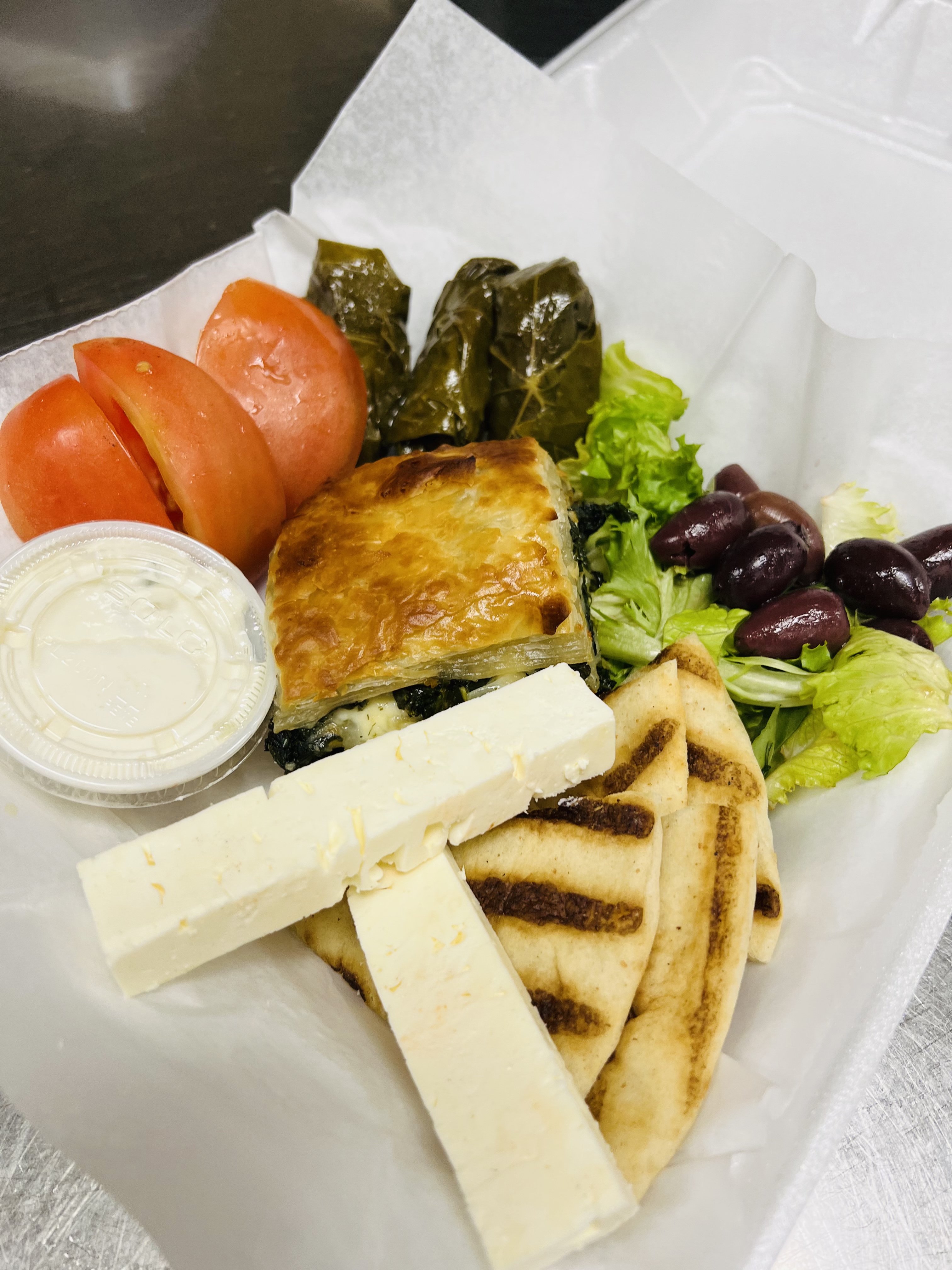 Order Greek Vegetarian Platter food online from The Mystic Diner & Restaurant store, Stonington on bringmethat.com