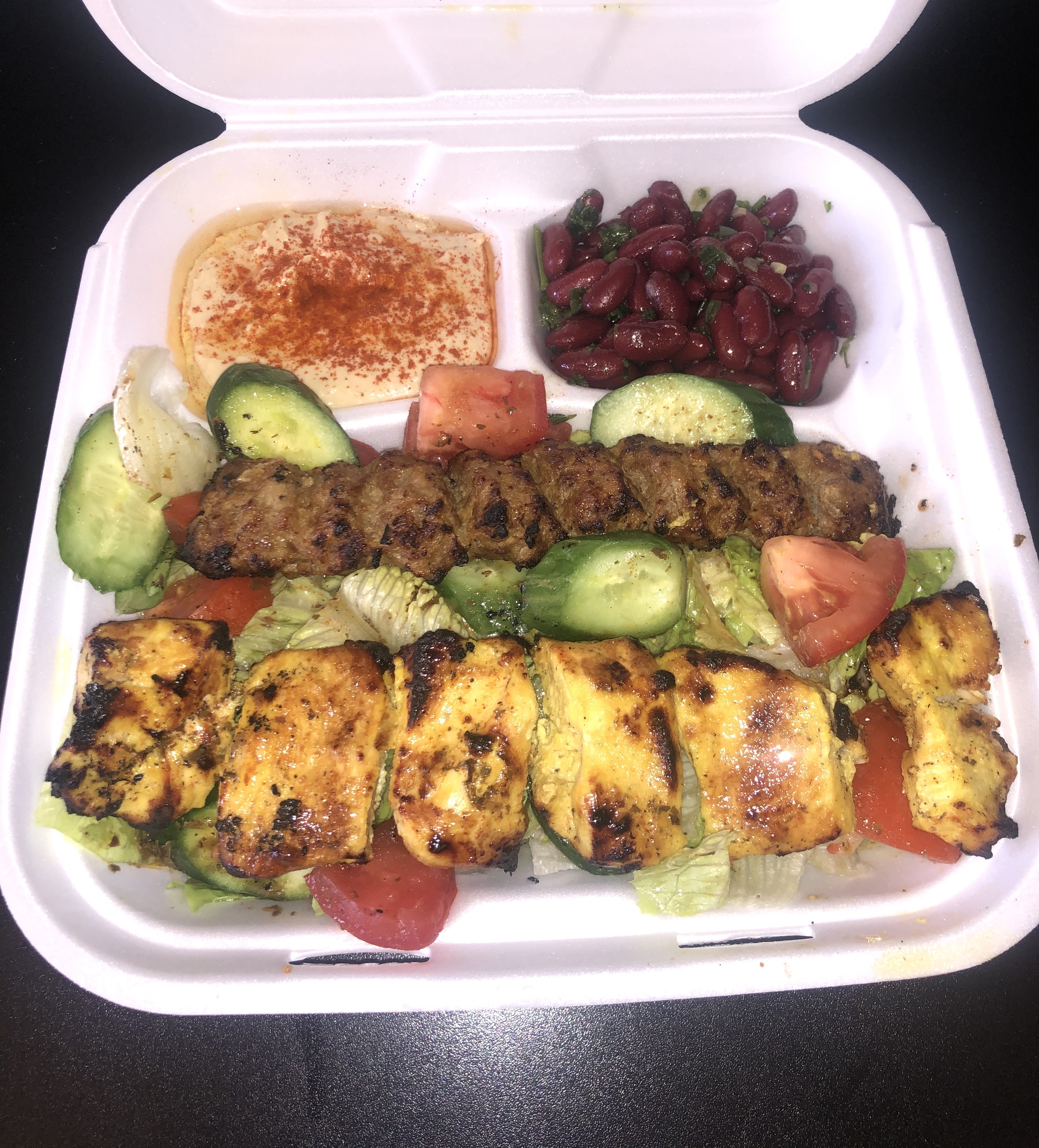 Order 22. Chicken Breast & Beef Lule with Salad food online from Dream Kabob House store, Los Angeles on bringmethat.com