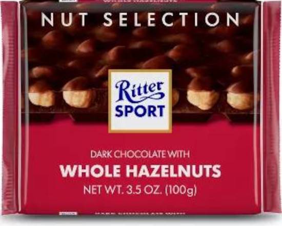 Order Ritter Sport DC/ Whole Hazelnuts (3.5oz) food online from Alaska Ephesus Convenience Store store, Anchorage on bringmethat.com