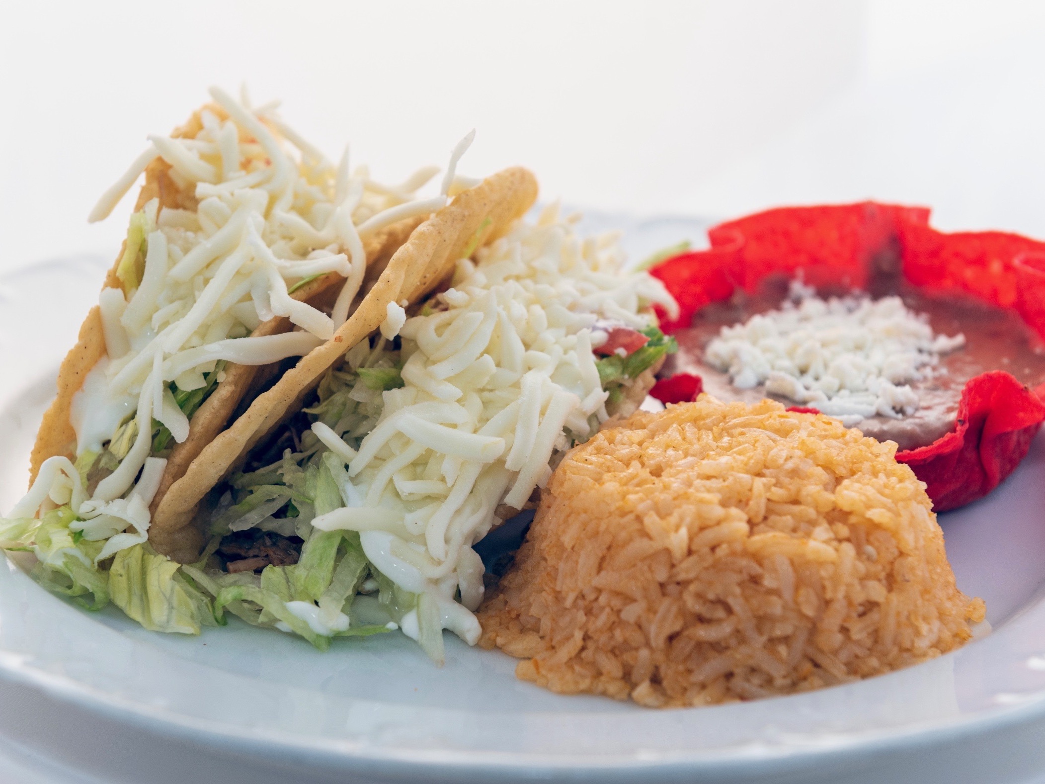 Order HANDMADE (2) HARDSHELL TACO PLATE food online from Huarache Xpress store, Simi Valley on bringmethat.com