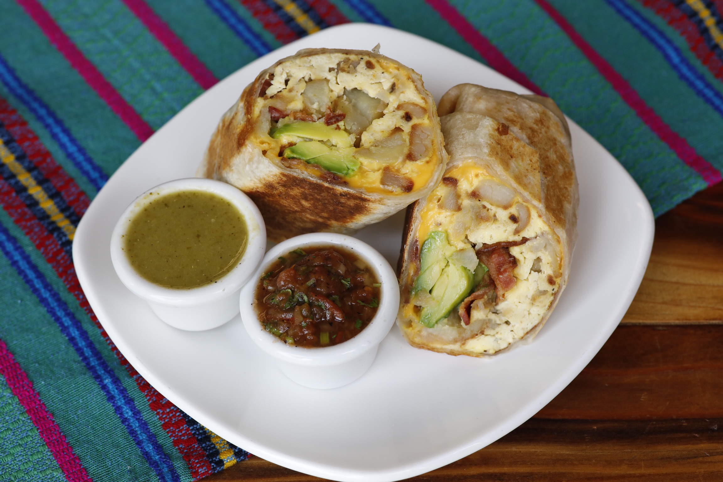 Order Breakfast Wrap with avocado and meat  food online from Cafe Guatemalteco store, San Francisco on bringmethat.com
