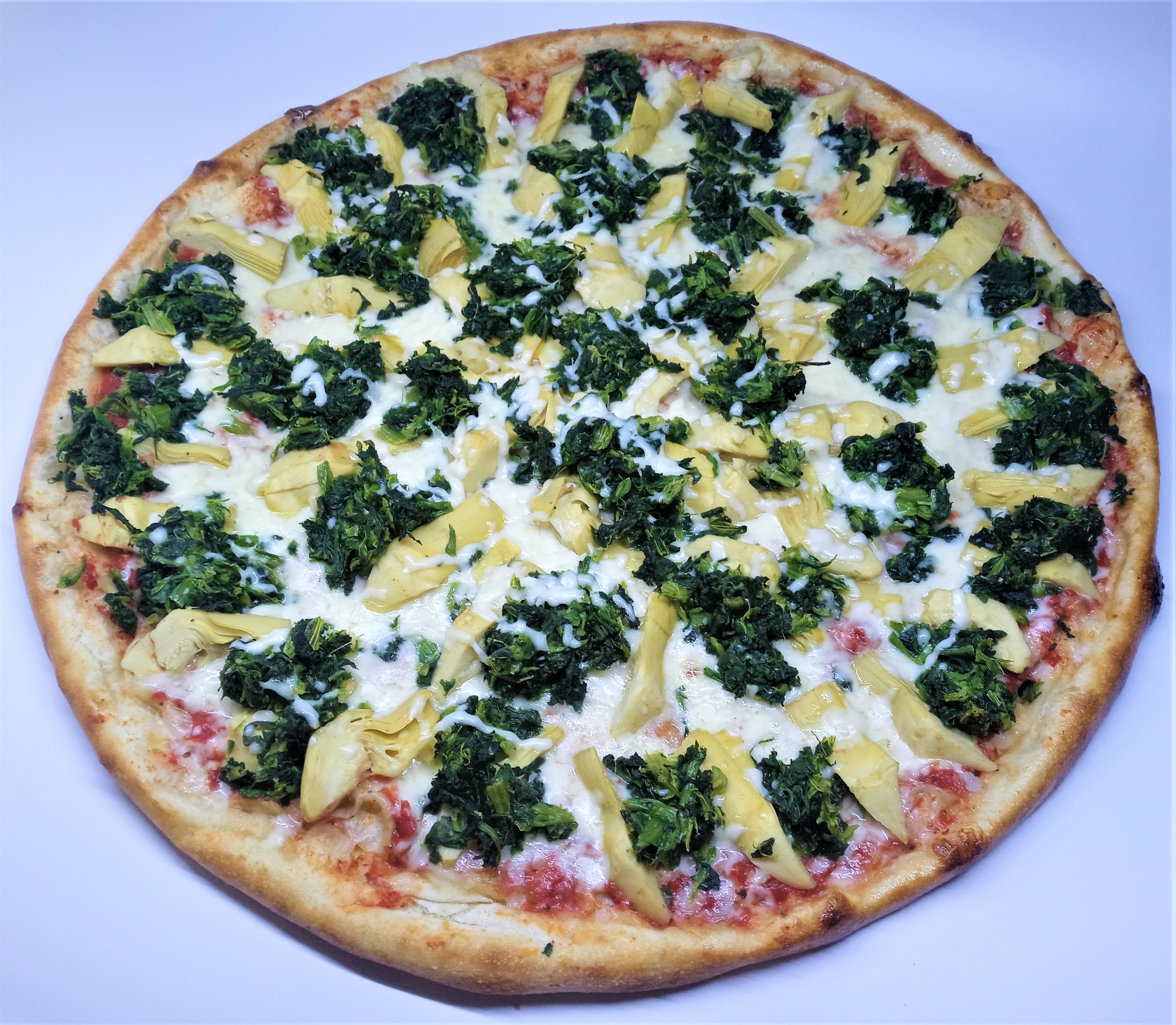 Order SPINACH ARTICHOKE PIZZA food online from Wholesome Factory store, New York on bringmethat.com