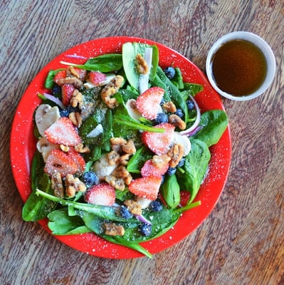 Order Strawberry Blues Salad food online from Kick Butt Café store, Austin on bringmethat.com
