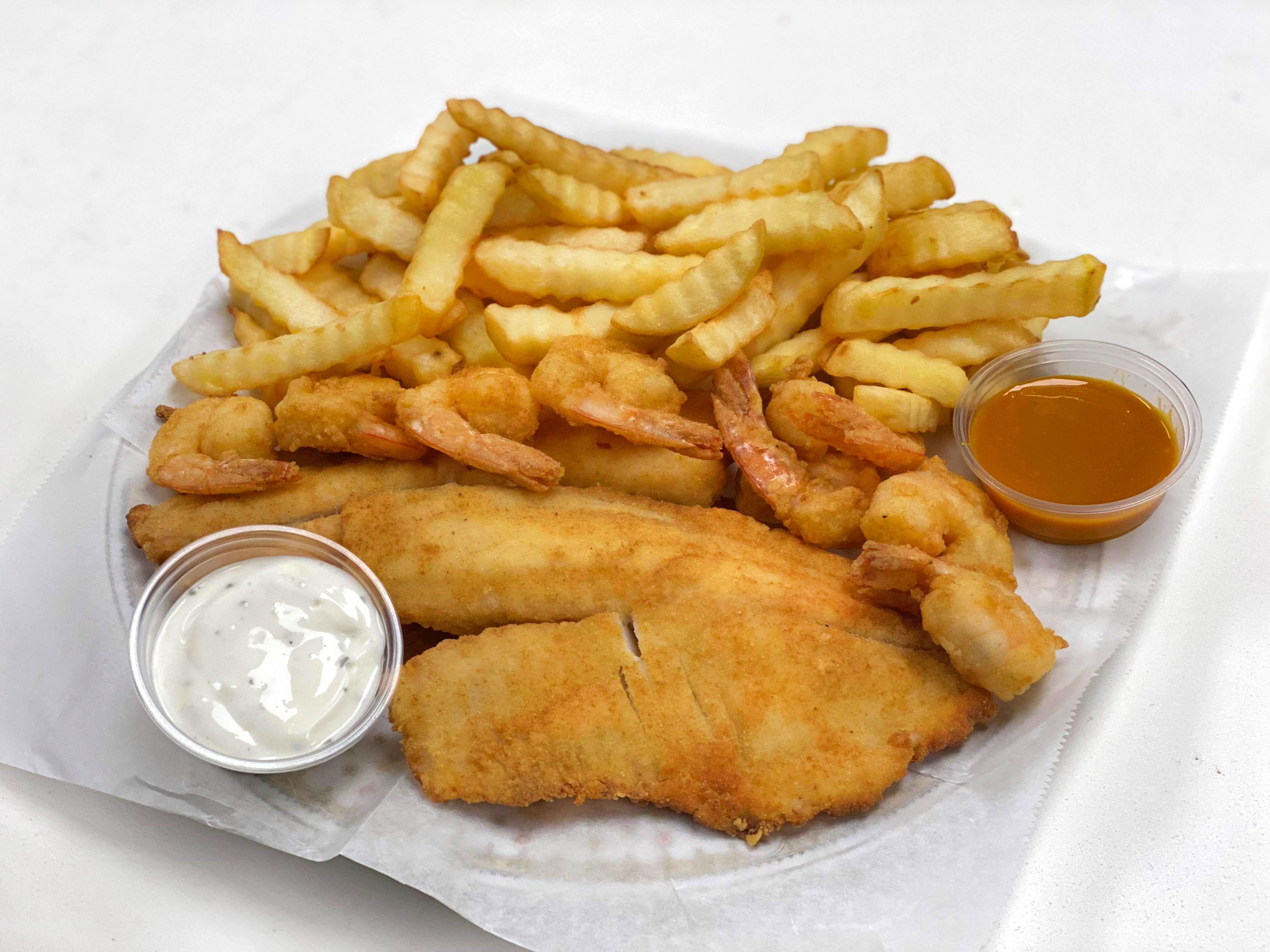 Order 2 Fish and 8 Shrimp Combo food online from J-ville Crab Shack, inc. #4 store, Jacksonville on bringmethat.com