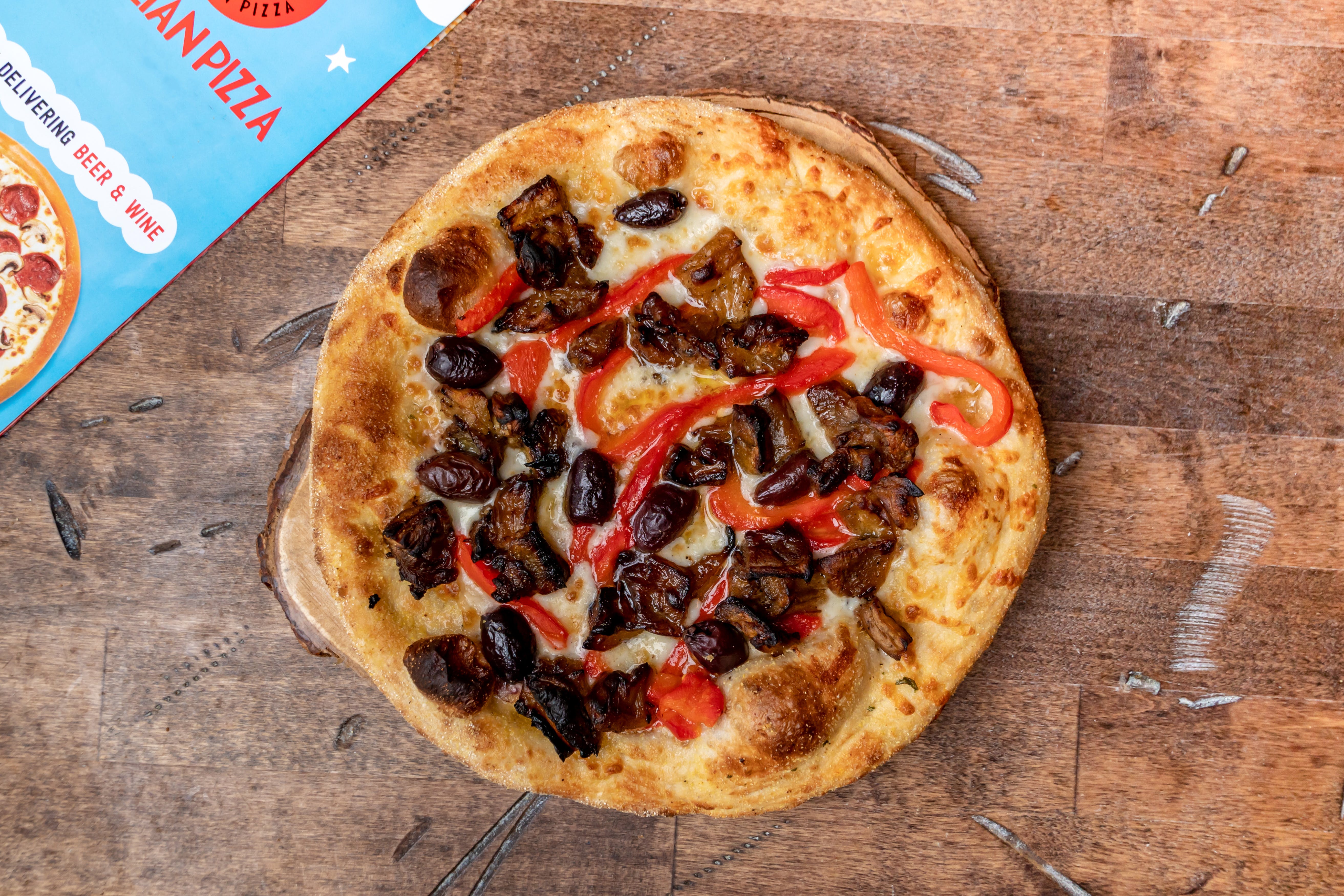 Order Roasted Eggplant Pizza - Small 10'' food online from Sicilian Pizza store, Alexandria on bringmethat.com