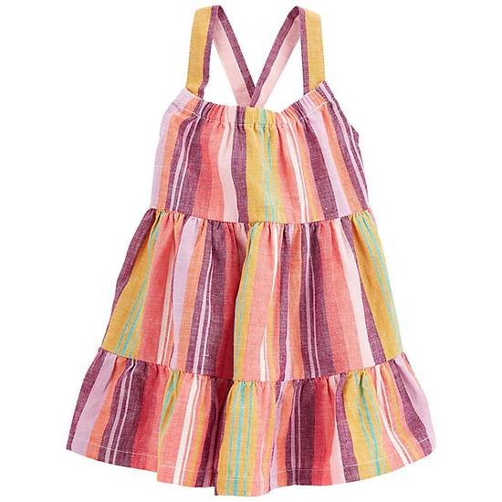Order carter's® Size 12M Multicolor Striped Linen Dress food online from Bed Bath & Beyond store, Saratoga Springs on bringmethat.com