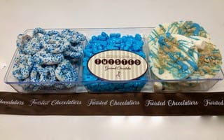 Order Lucite Blue Chocolate Gift Tray food online from Twisted Gourmet Chocolates store, Passaic on bringmethat.com