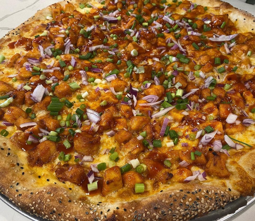 Order Large Korean BBQ Pizza - Large 18" food online from Red Volpe Pizzeria Ristorante store, Bethpage on bringmethat.com