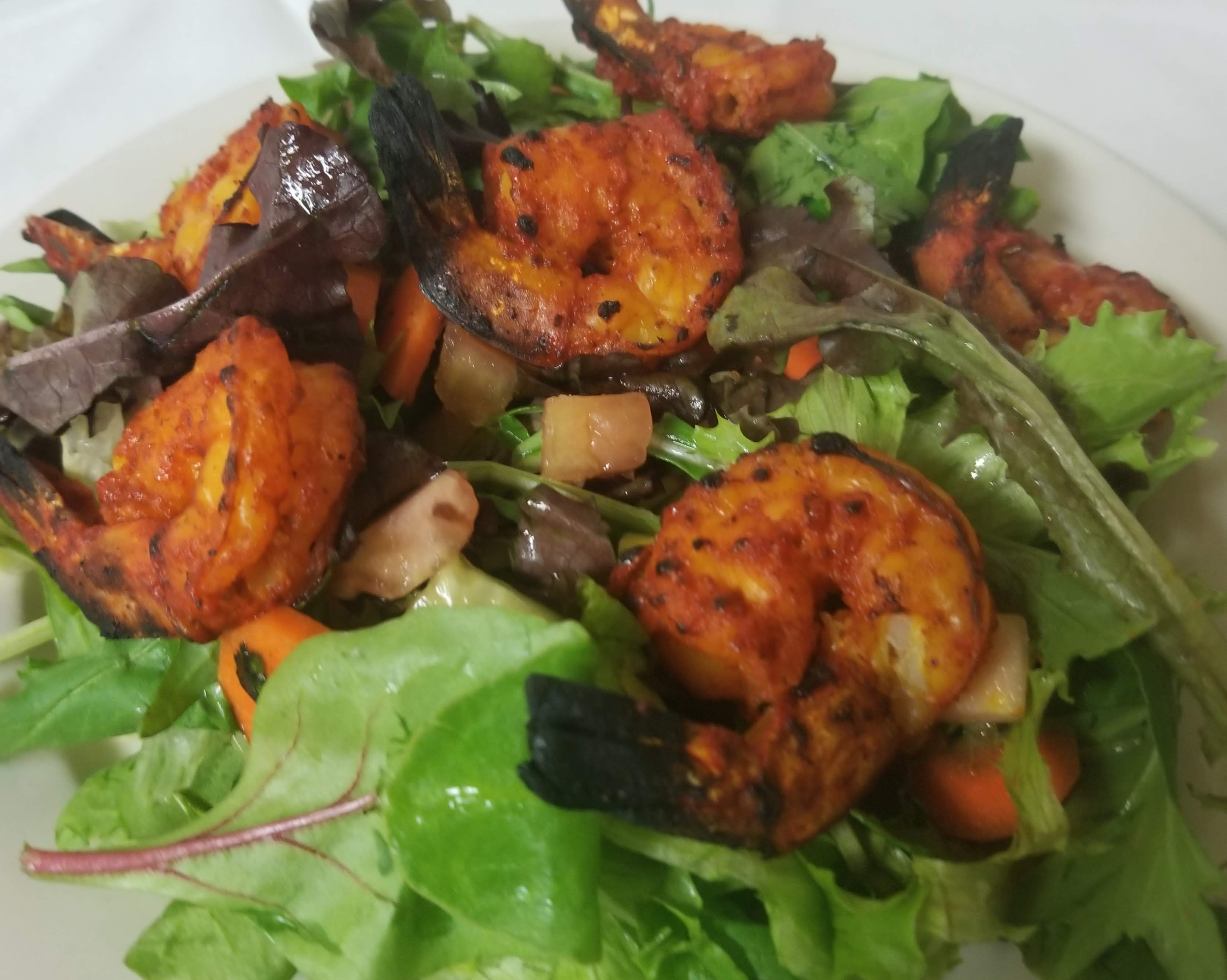 Order Tandoori shrimp salad food online from The indian kitchen store, West Hollywood on bringmethat.com