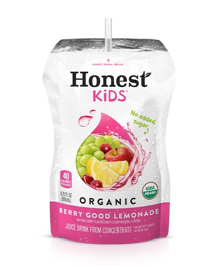 Order Honest Kids Berry Lemonade (6.75 oz pouch) food online from Greenology store, New Canaan on bringmethat.com